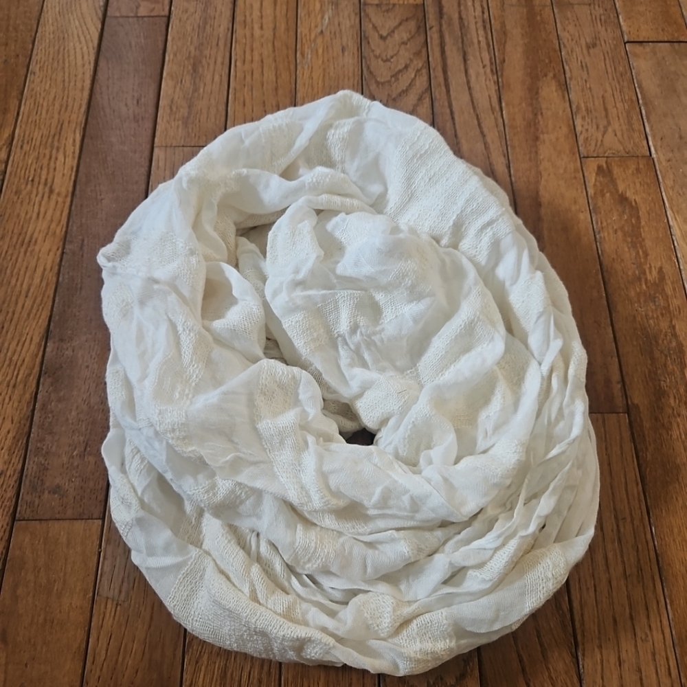 Loft Textured Stripe  Cream Ivory Infinity Scarf- 65%rayon 35%Poly